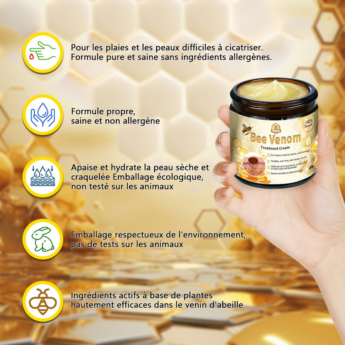 🏪𝑇𝑢𝑟𝑜𝑛𝑢™ Crème de Traitement de la Peau au Venin d'abeille (𝐸𝑆𝐷𝑅 𝑅𝑒𝑐𝑜𝑚𝑚𝑎𝑛𝑑é)