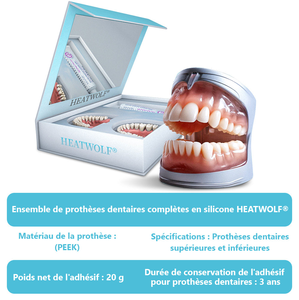 Boutique Officielle | 🌟Ensemble Complet de Dentiers en Silicone HEATWOLF® 🧑🏼‍⚕️Recommandé par l’Association Dentaire Française (ADF)