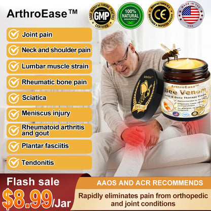 ArthroEase Bee Venom Joint and Bone Arthritis Therapy Cream⭐(Spécialement pour les personnes âgées et recommandé par l'AAOS)