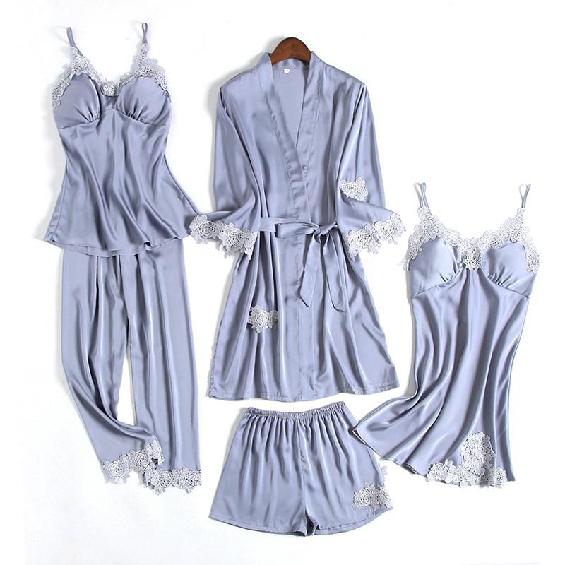 Robe de chambre de mariage  Satin d'été pour femmes  Robe de bain kimono sexy  Chemise de nuit en dentelle mariée  Lingerie de bain  Pyjama ample